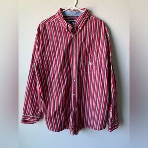Chaps Men's Red and White Striped Shirt